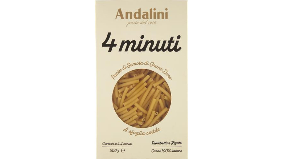 PASTA DI SEMOLA DI GRANO DURO TROMBETTINE RIGATE 4 MINUTI