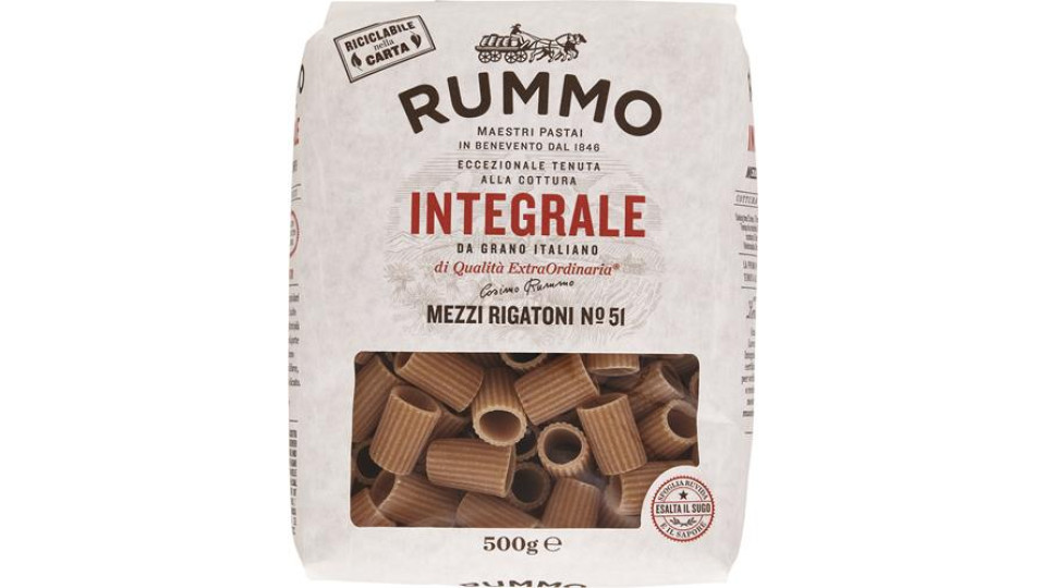RIGATONI INTEGRALI N°50 LENTA LAVORAZIONE