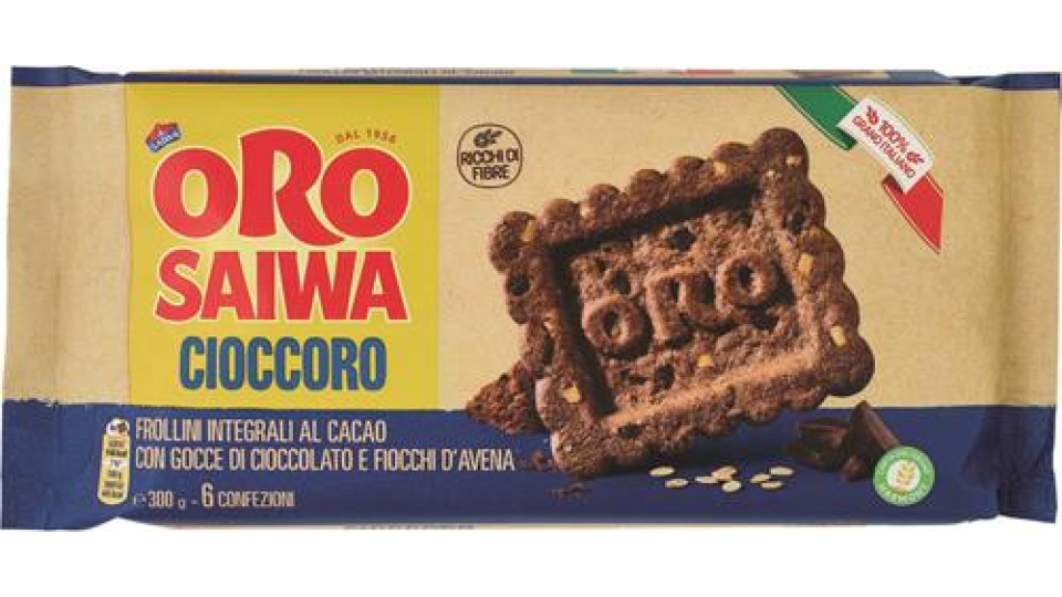 CIOCCORO BISCOTTI INTEGRALI CON CACAO GOCCE DI CIOCCOLATO FIOCCHI D'AVENA