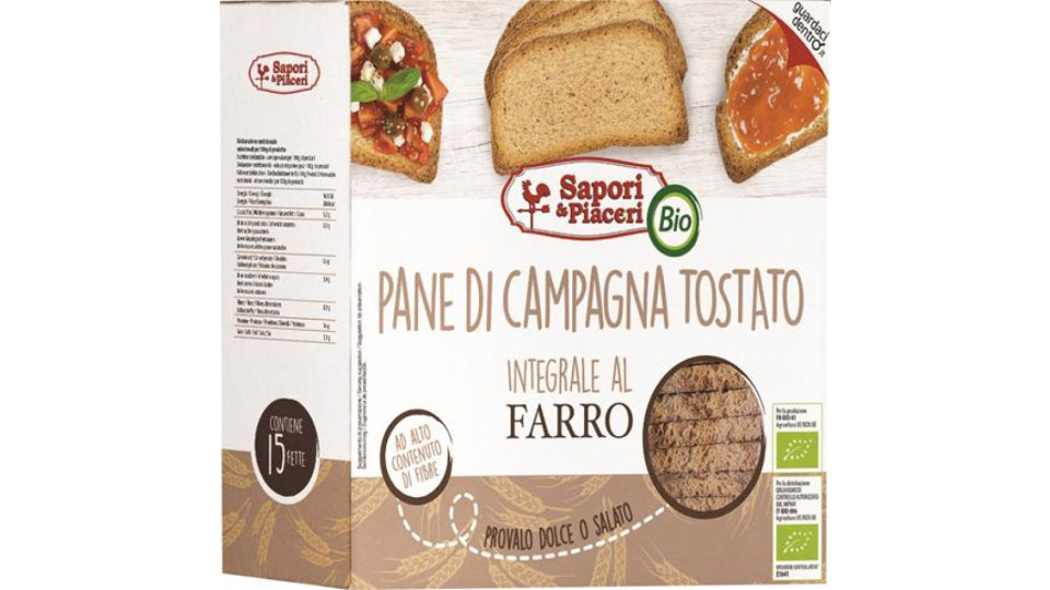 PANE DI CAMPAGNA TOSTATO INTEGRALE AL FARRO BIO