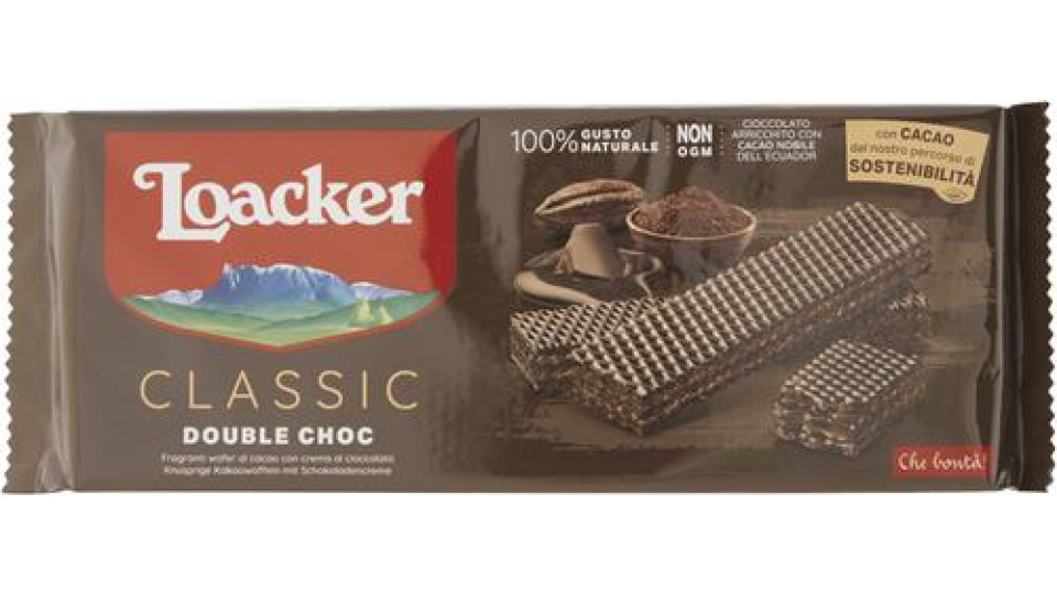 WAFER DOUBLE CHOC AL CACAO CON ESCLUSIVA CREMA DI CACAO E CIOCCOLATO