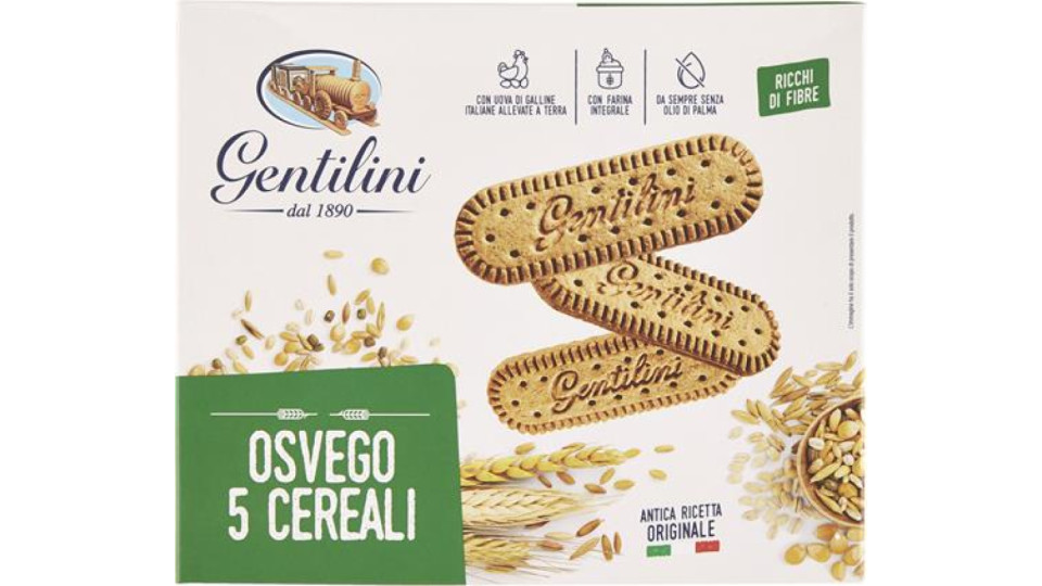 BISCOTTI OSVEGO AI 5 CEREALI BISCOTT.GENTILINI GR500