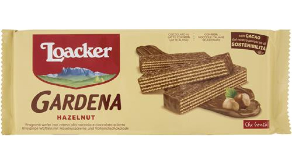 WAFER GARDENA RICOPERTI CON CIOCCOLATO AL LATTE E FARCITI CON CREMA ALLA NOCCIOLA