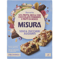BARRETTE DI CEREALI SENZA ZUCCHERI AGGIUNTI 52% FRUTTA SECCA CON CIOCCOLATO FONDENTE E FRUTTI DI BOSCO