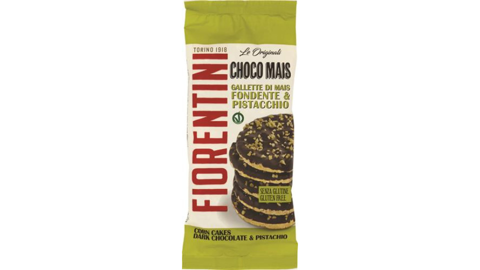 GALLETTE DI MAIS RICOPERTE CIOCCOLATO FONDENTE E PISTACCHIO