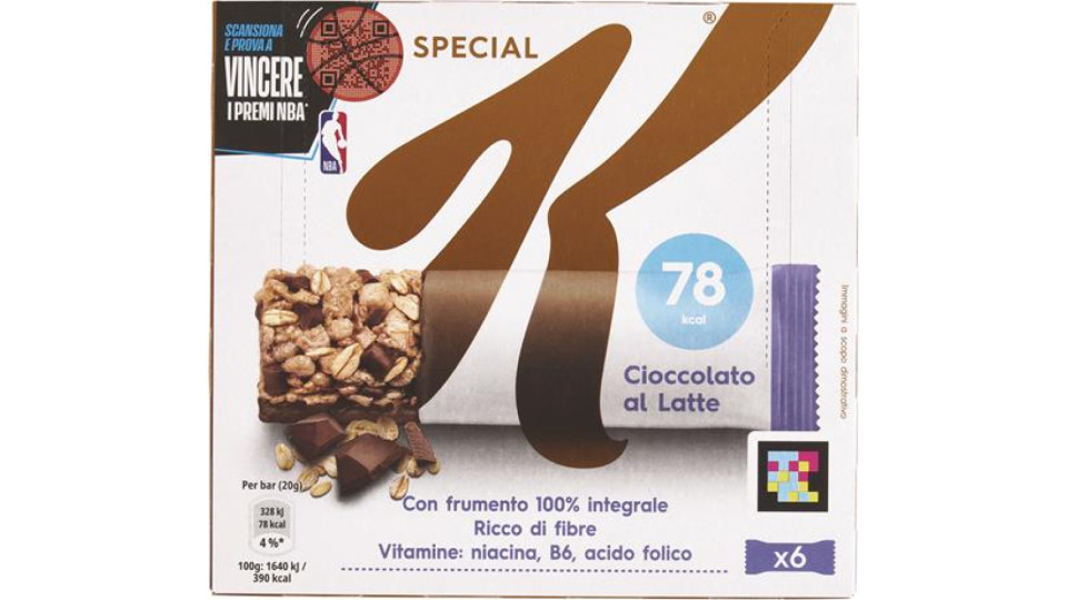 SPECIAL K BARRETTE CIOCCOLATO BELGA AL LATTE 6X20G.