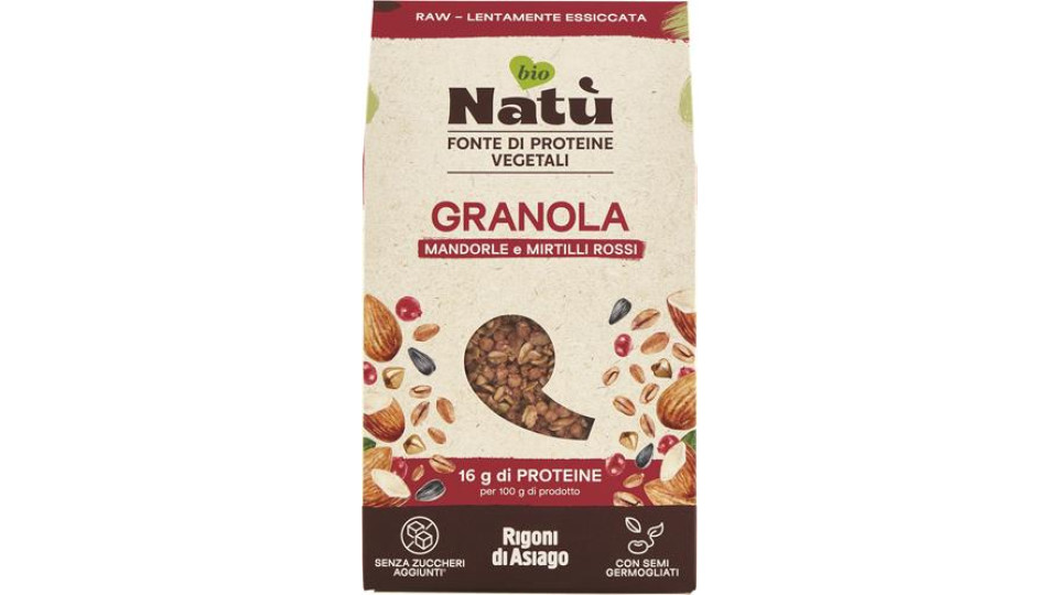 GRANOLA BIO PROTEICA MANDORLE E MIRTILLI ROSSI