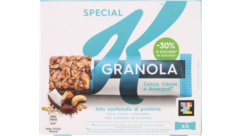BARRETTE SPECIAL K PROTEIN CACAO E COCCO ANACARDI GR28X4