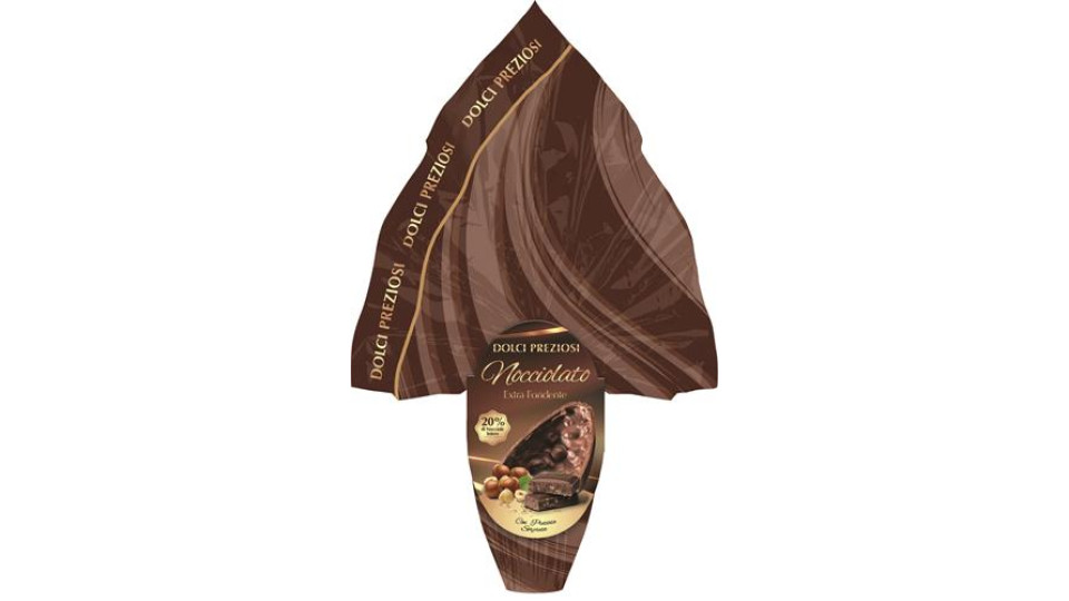 UOVO FONDENTE CON 20% NOCCIOLE INTERE E META'