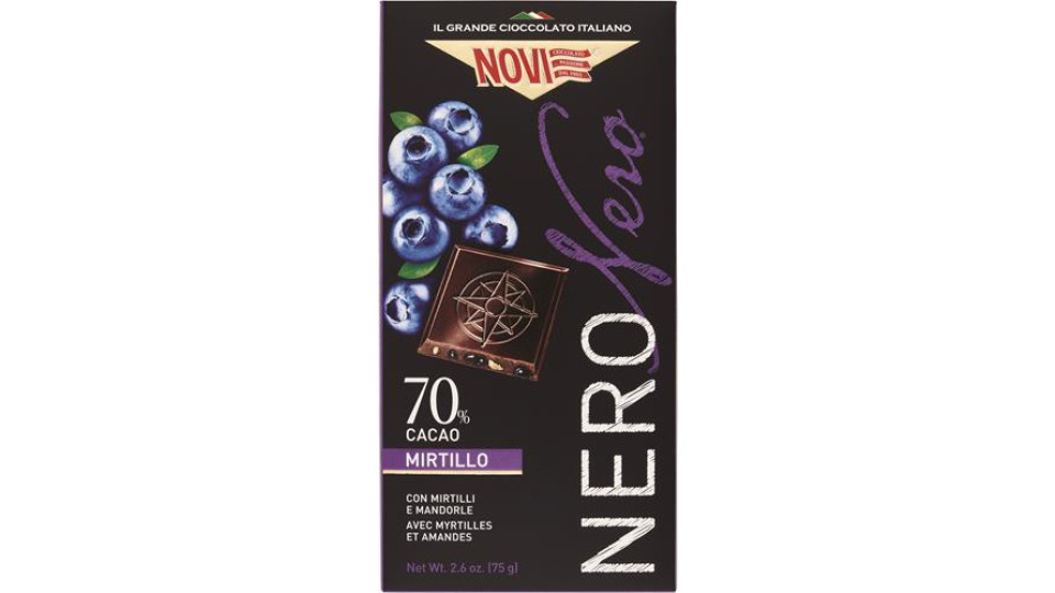 TAVOLETTA DI CIOCCOLATO NERO NERO MIRTILLO E MANDORLA