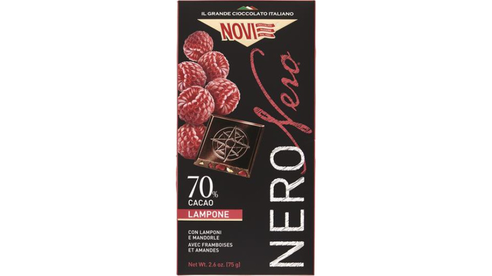 TAVOLETTA DI CIOCCOLATO NERO NERO LAMPONE E MANDORLA