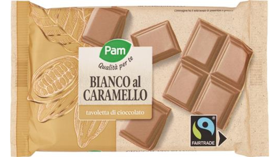 TAVOLETTA DI CIOCCOLATO BIANCO CARAMELLO FAIR TRADE