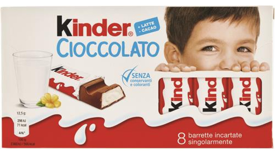 KINDER CIOCCOLATO BARRETTE 8 PEZZI