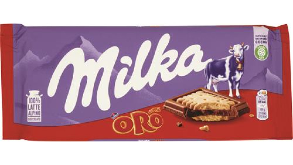 TAVOLETTA DI CIOCCOLATO AL LATTE 100% ALPINO E BISCOTTO ORO SAIWA
