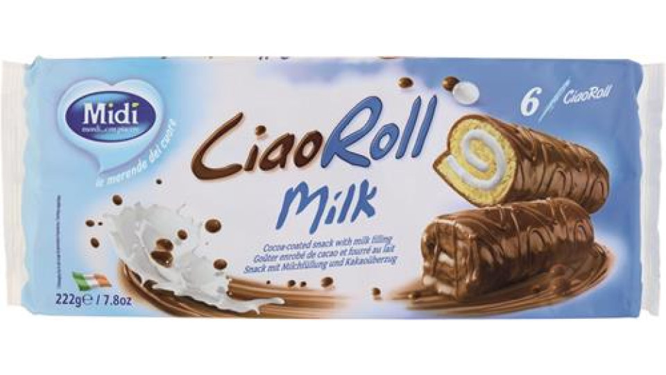 MERENDE CIAO ROLL FARCITE CREMA AL LATTE E RICOPERTE AL CACAO MAGRO