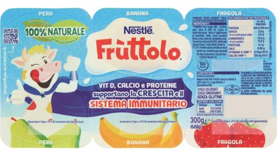 FRUTTOLO FRAGOLA-PERA-BANANA 6 X 50 GR
