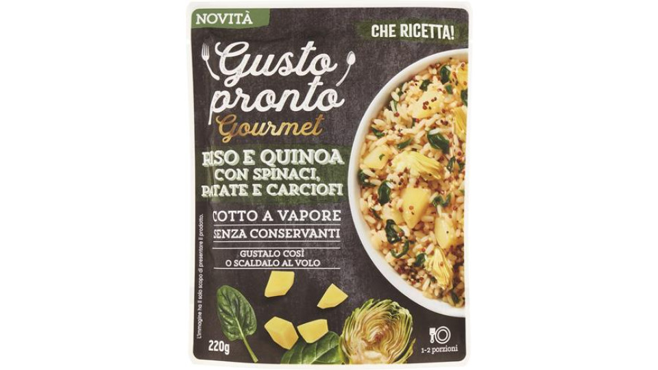 RISO E QUINOA CON SPINACI PATATE E CARCIOFI