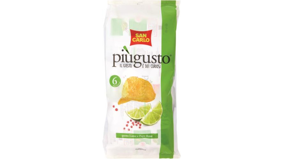 PATATINE PIÙ GUSTO LIME E PEPE ROSA GR25X6