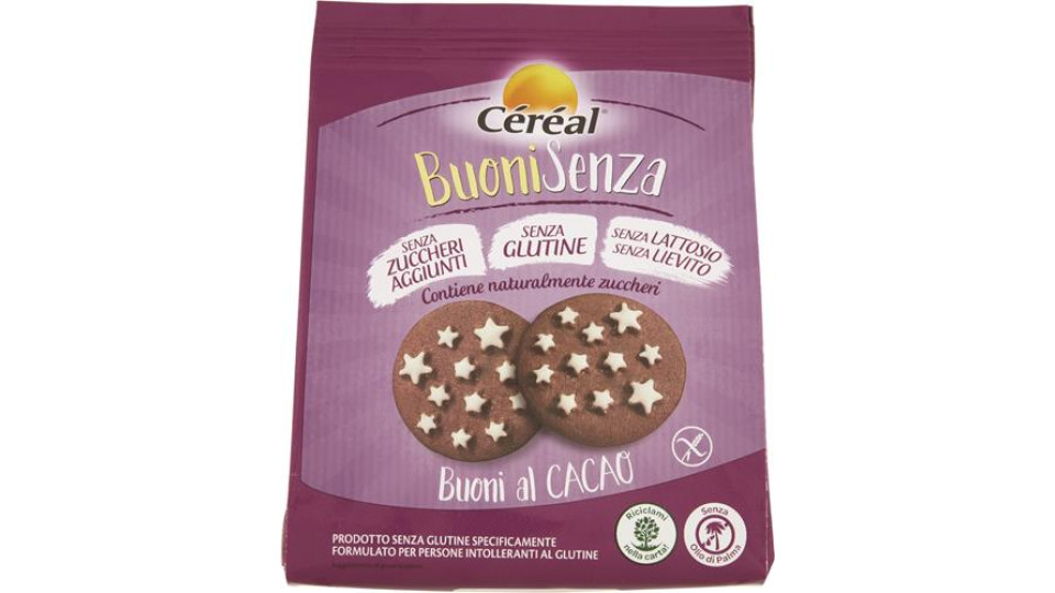 BISCOTTI BUONI AL CACAO SENZA GLUTINE SENZA ZUCCH AGG. SENZA LATTOSIO SENZA LIEVITO