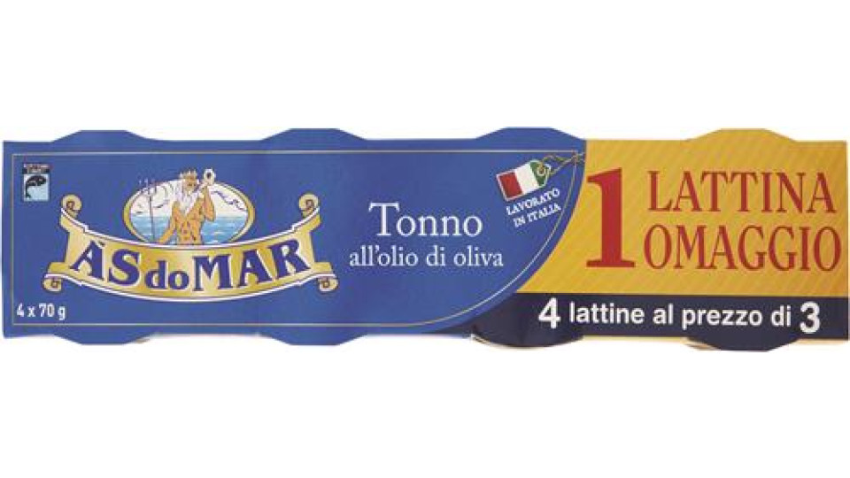 TONNO IN OLIO OLIVA GR70X3+1 OMAGGIO