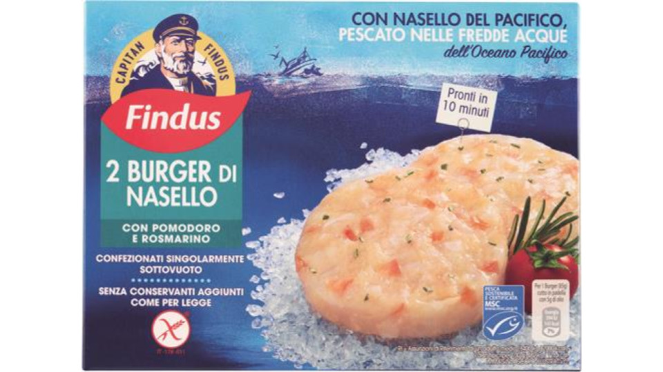 BURGER DI NASELLO CON POMODORO E ROSMARINO
