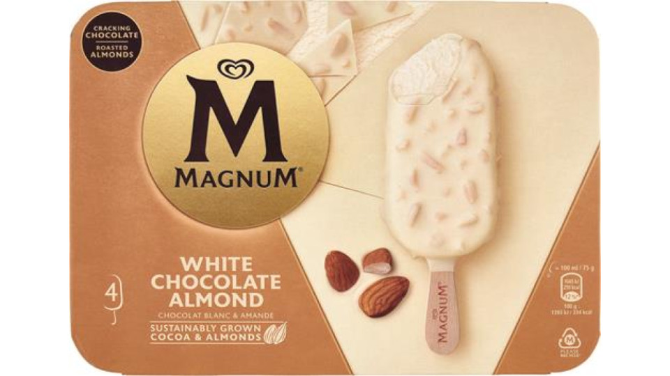 MAGNUM WHITE CHOCOLATE MANDOLEA X4