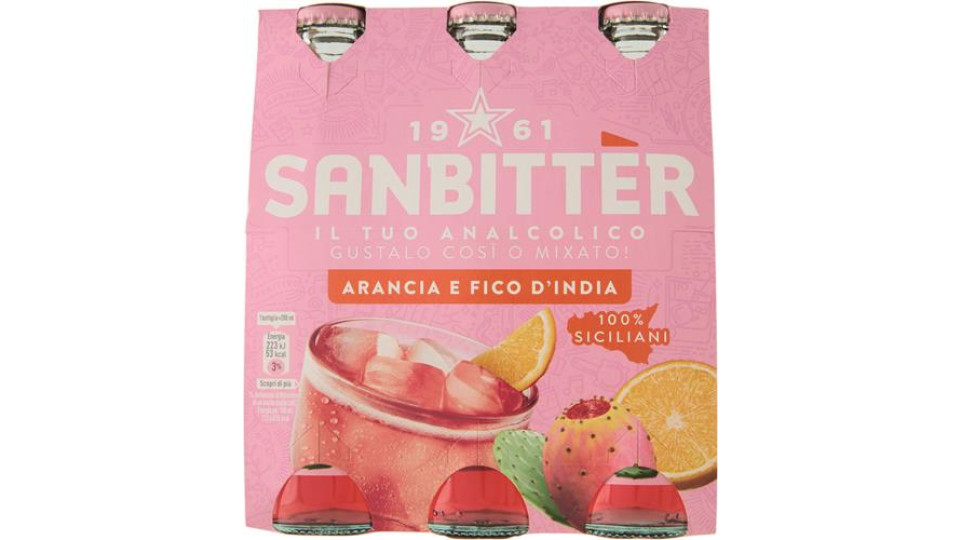 APERITIVO ANALCOLICO SANBITTER SICILIA- ARANCIA E FICO D'INDIA, 3X20CL