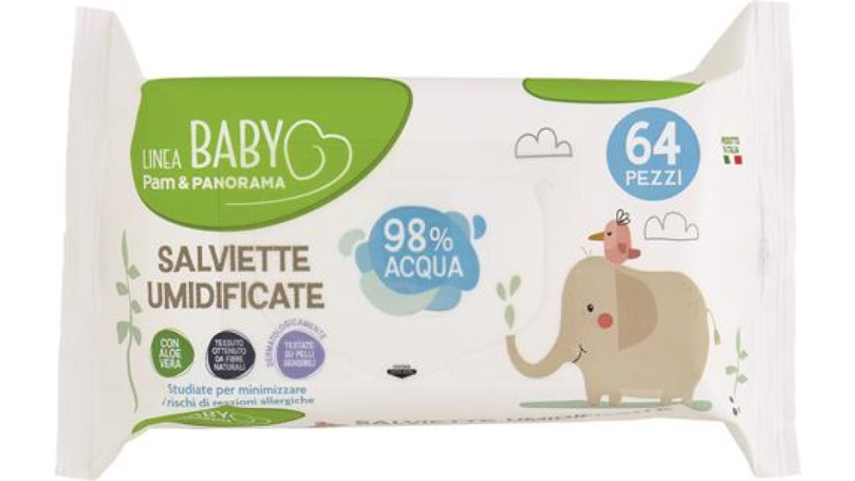 SALVIETTE UNIDIFICATE BABY ACQUA 64 PEZZI