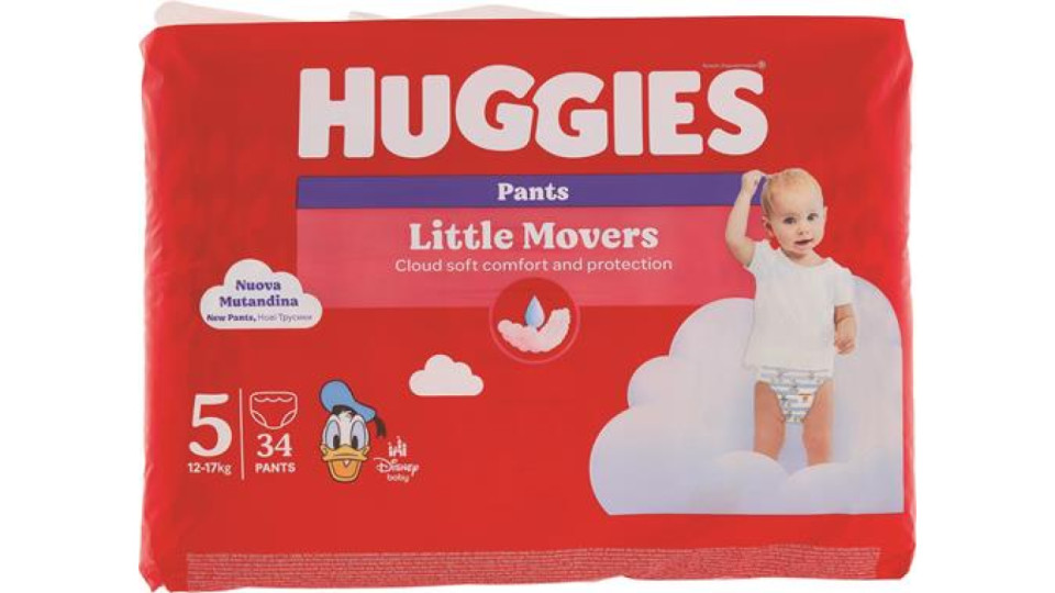 PANNOLINO MUTANDINA LITTLE MOVERS TG.5 - 12/17KG - 34PEZZI