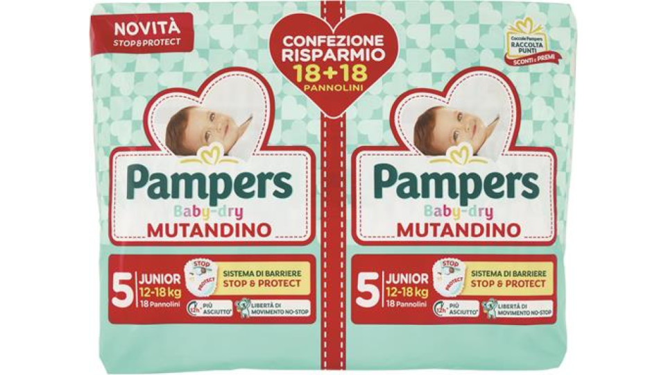 PANNOLINI BABY DRY MUTANDINO JUNIOR 36 PEZZI