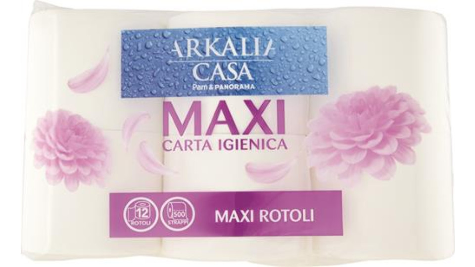 CARTA IGIENICA 2 VELI - 500 STRAPPI -12 MAXI ROTOLI 184 GR