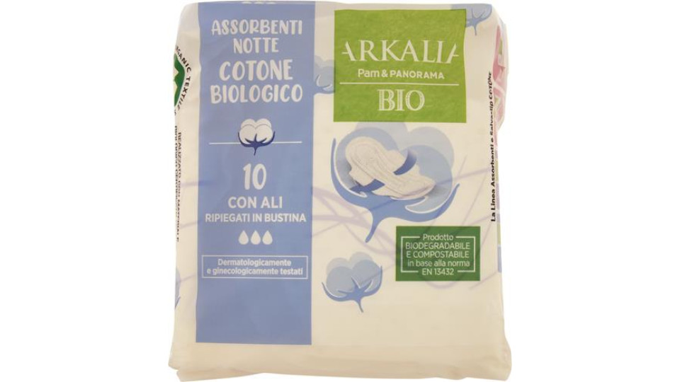 ASSORBENTI COTONE NOTTE ALI RIPIEGATI 10 PEZZI