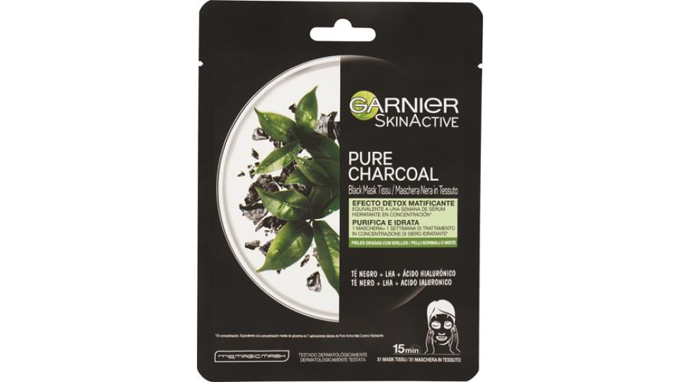 MASCHERA VISO SKIN ACTIVE - CARBONE VEGETALE - PURIFICA E IDRATA