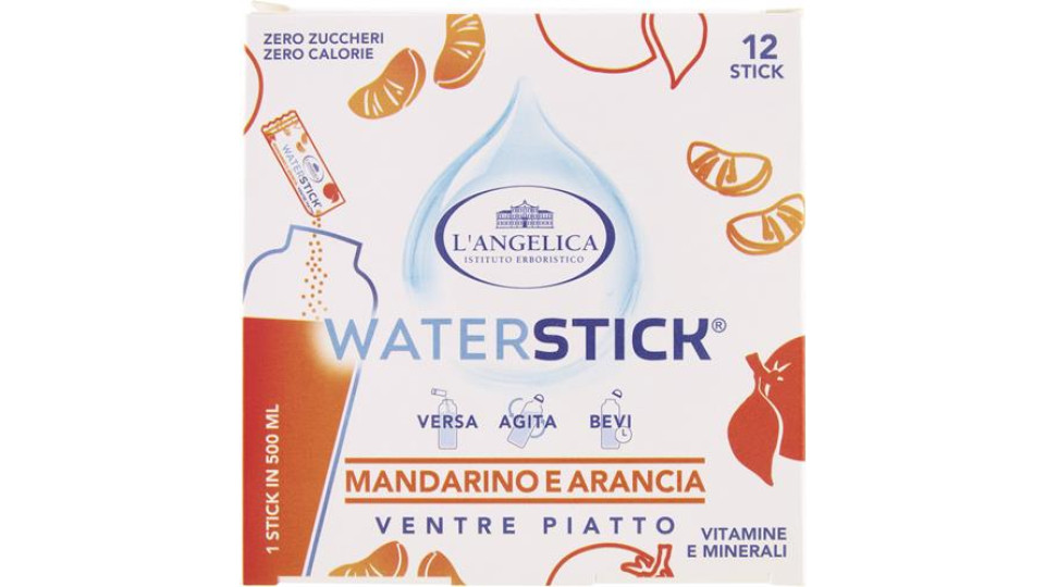 WATERSTICK VENTRE PIATTO MANDARINO ARANCIA 12 STICK ZERO ZUCCHERI