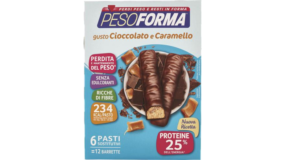 BARRETTE CIOCCOLATO E CARAMELLO, PASTI SOSTITUTIVI CONTROLLO DEL PESO 12 X 31 G