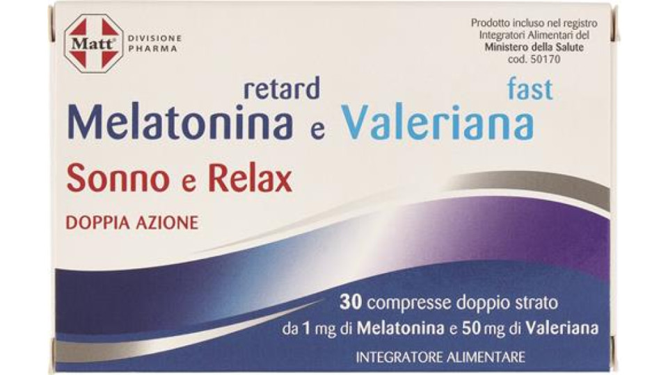 MELATONINA RETAR VALERIANA FAST 30 CPR _MATT & DIET