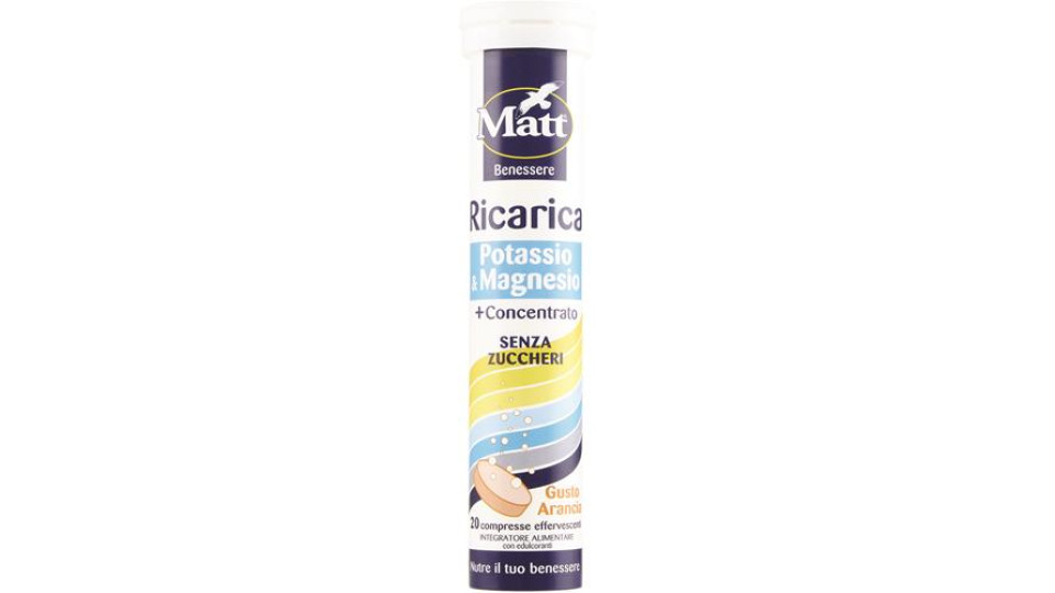 RICARICA POTASSIO E MAGNESIO SENZA ZUCCHERI GUSTO ARANCIA 20 COMPRESSE EFFERVESCENTI