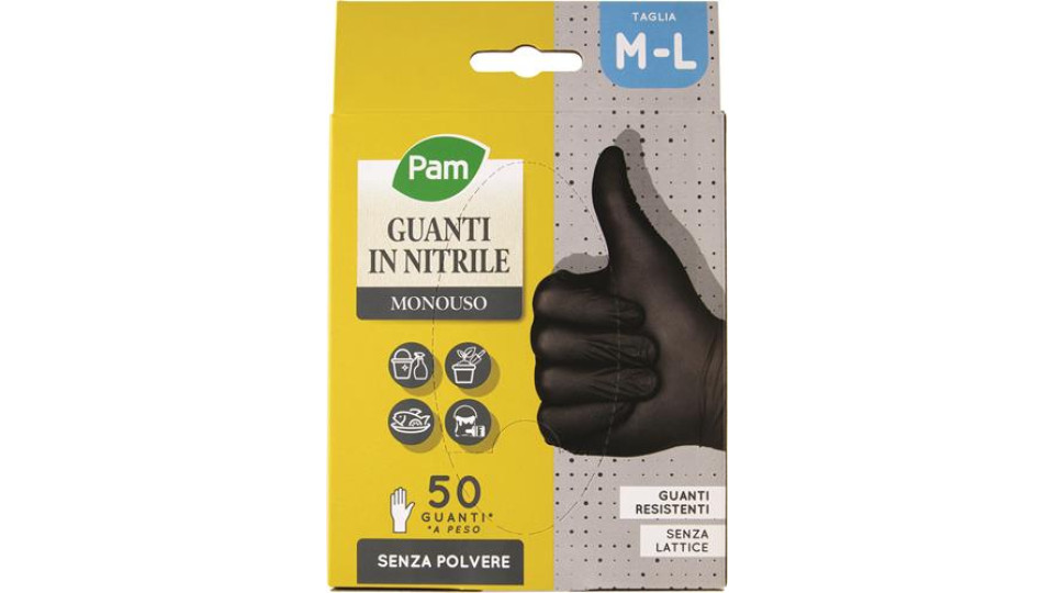 GUANTI NITRILE NERO TG.M-L 50 PEZZI
