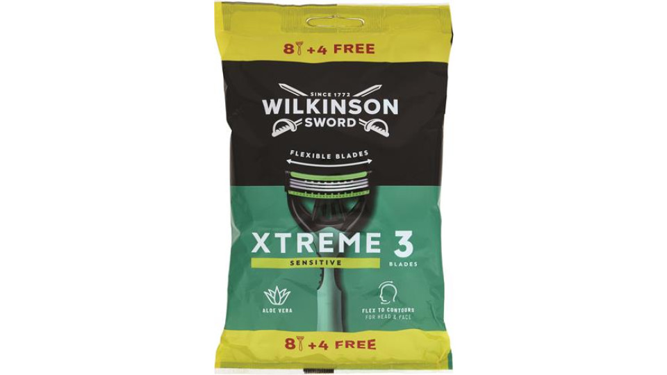 RASOIO XTREME3 SENSITVE 8+4 PEZZI