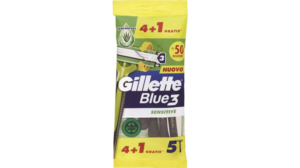 RASOIO BLU3 SENSITIVE USA&GETTA 4+1 PEZZI