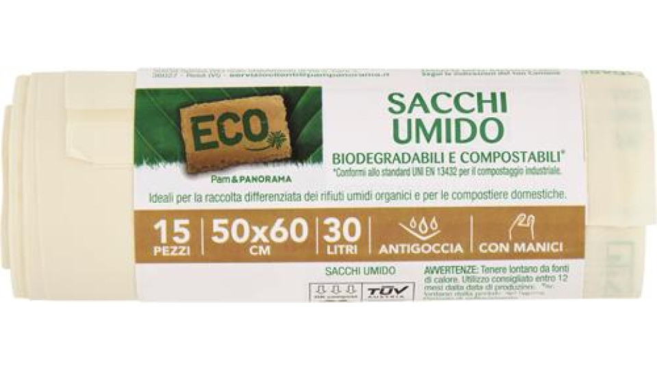 SACCO IMMONDIZIA PER UMIDO 30LT 50X60 15 PEZZI