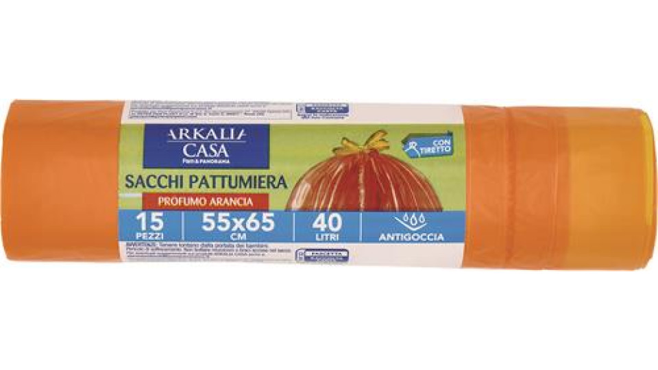 SACCO IMMONDIZIA CON TIRETTO 40LT 55X65CM PROFUMATI LAVANDA/AGRUMI 15 PEZZI