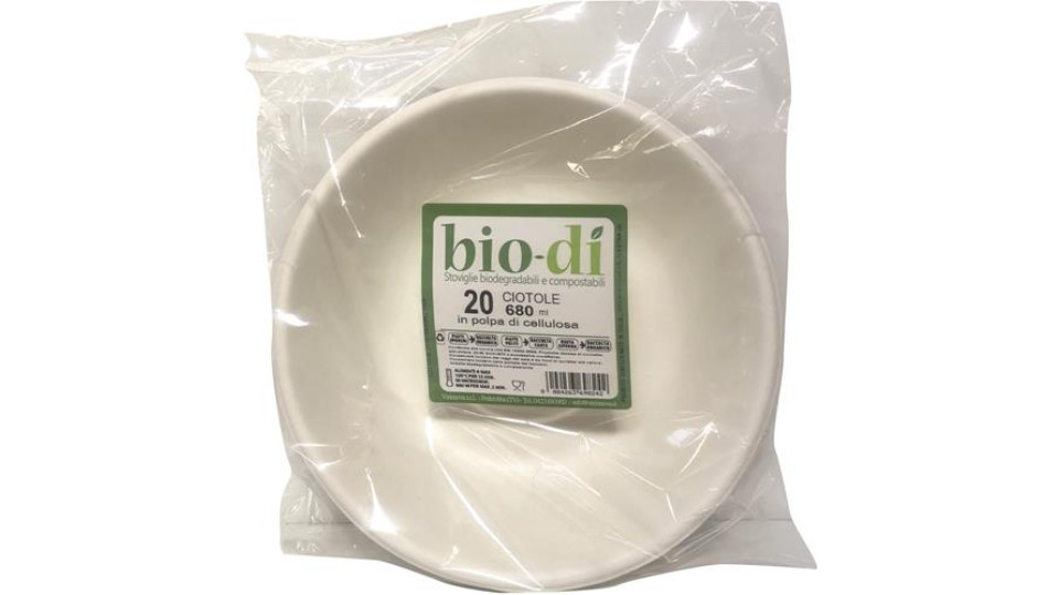 CIOTOLE/PIATTI FONDI BIODEGRADABILI&COMPOSTABILI 680 ML 20 PEZZI