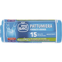 SACHETTO IMMONDIZIA AZZURRO 15 PZ 55X75 CM CAPACITÀ 40 LT
