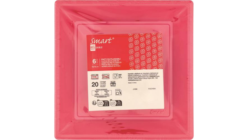PIATTI REU 18X18 FUCSIA 6 PEZZI