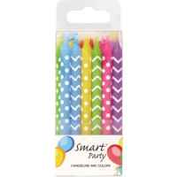 CANDELE STAMPATE COLORI MIX 12 PEZZI