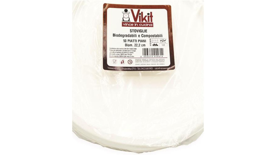 PIATTI PIANI BIODEGRADABILI E COMPOSTABILI IN POLPA DI CELLULOSA 22CM