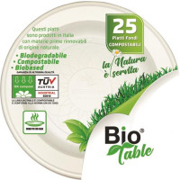 BIO TABLE PIATTO FONDO D.22 BIOPLASTICA 25 PZ.