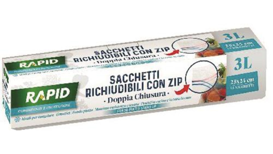 SACCHETTI RICHIUDIBILI ZIP 3 LITRI