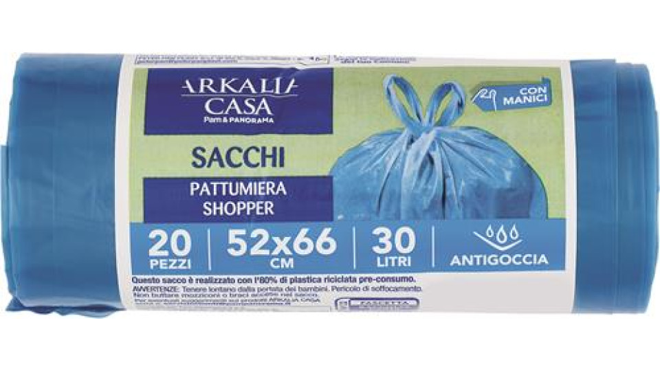 SHOPPER CON MANICI BLU 30LT 52X66CM 20 PEZZI